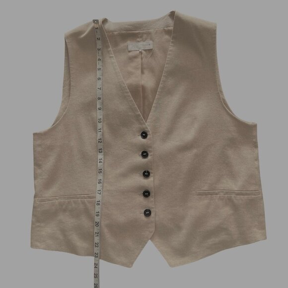 LINEN TAILORED VEST Size XL Beige from Zara Spain. Like NEW - Picture 7 of 10